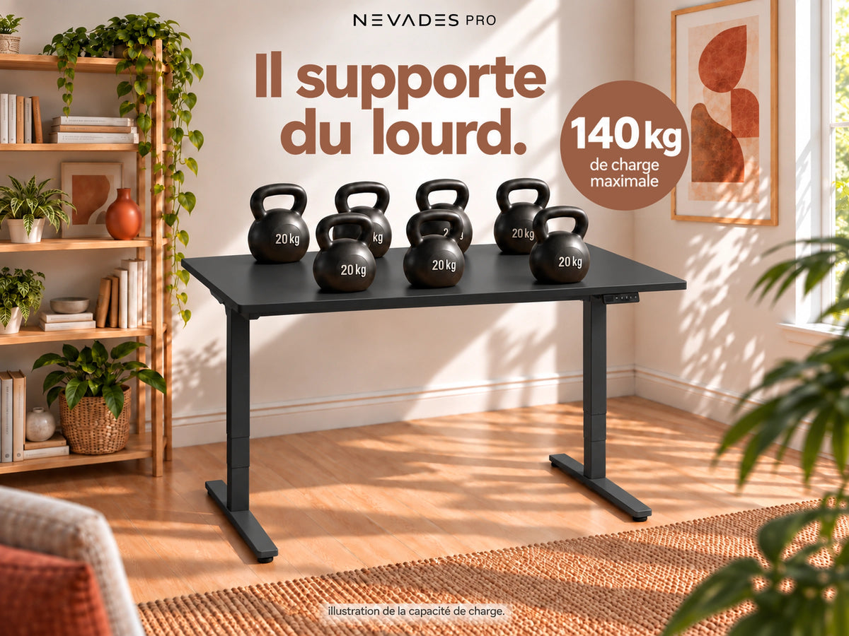 Nevades Pro Performance – Il supporte du lourd. (plateau noir, piètement noir)